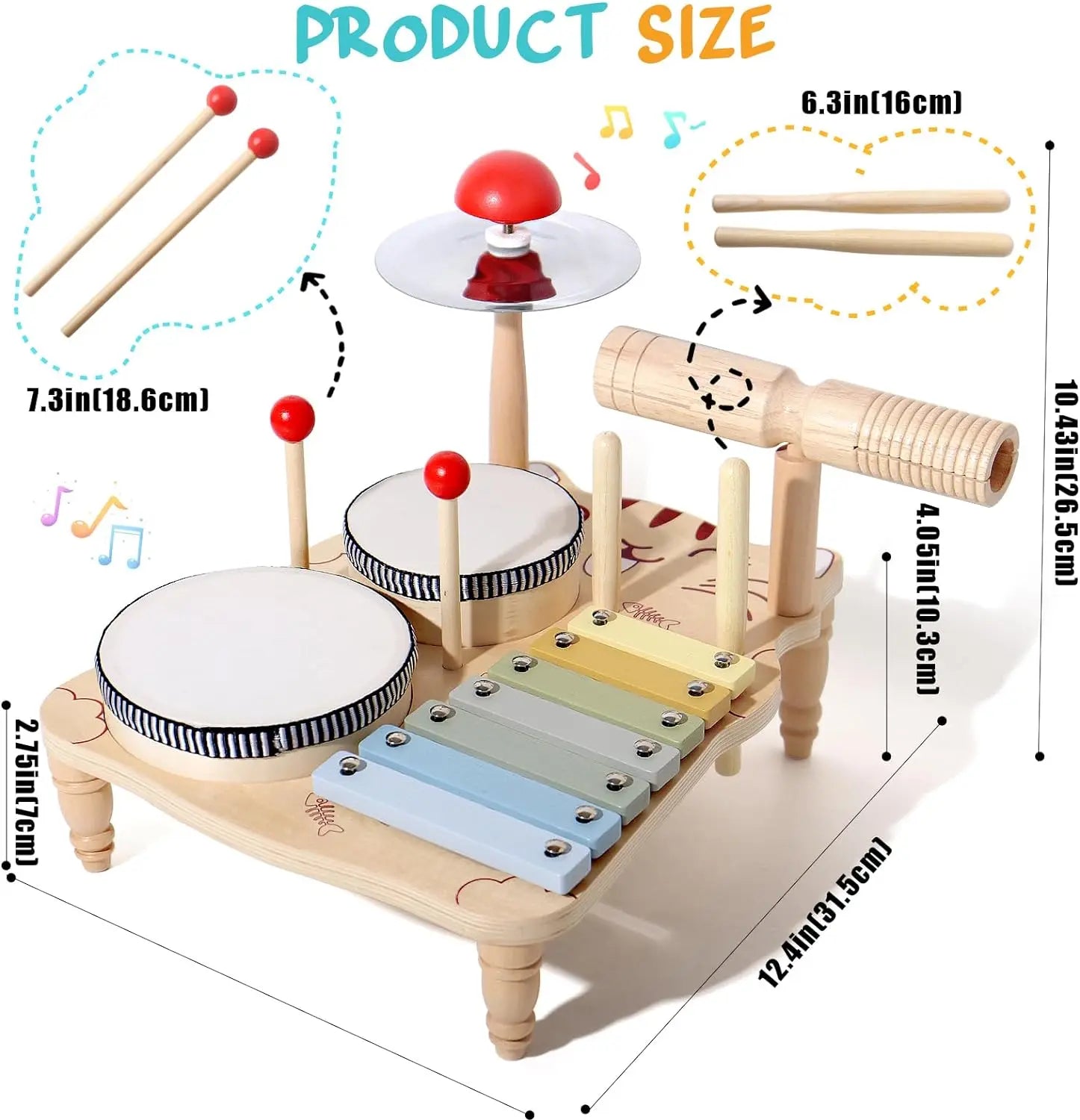 Wooden Toy Montessori Percussion Instruments Set For children-3